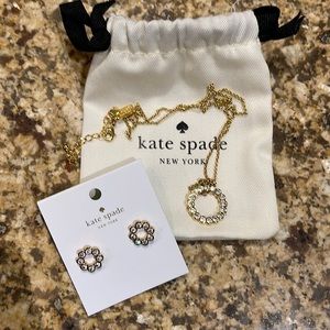 Authentic Kate Spade gold circle set. CZ stones